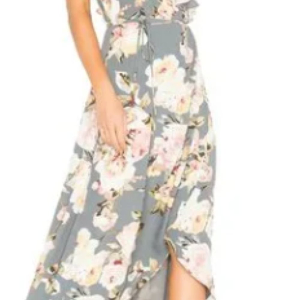 Privacy Please Gray Fillmore Floral Wrap Maxi Dress